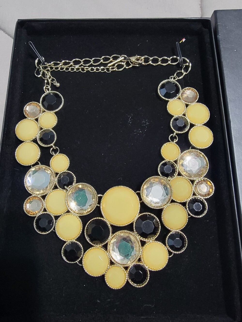 New INC INTERNATIONAL CONCEPTS Gold-Tone Black/Yellow Bib Statment Necklace